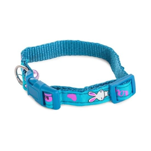 Тканинний нашийник для кішки та собаки з дзвіночком ширина 1,5 см блакитний